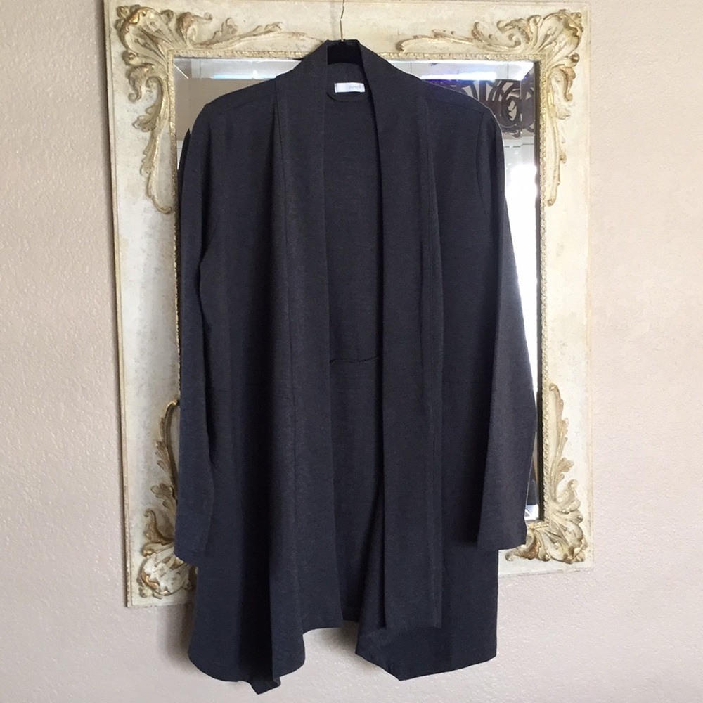 Pure Jill open cardigan draped front. Gray. Size M